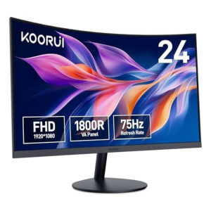 Écran PC Incurvé KOORUI 23,6" - Full HD 1080p, 1800R, 60Hz, Dalle VA, HDMI/VGA, Inclinaison Ajustable