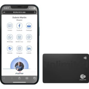 Carte de Visite Connectée Phygitags - NFC & QR Code, Partage Instantané et Illimité