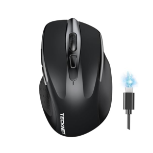 TECKNET Souris Bluetooth Rechargeable - 3 Modes (BT5.0/3.0+2.4G), 4800 DPI, Silencieuse et Ergonomique